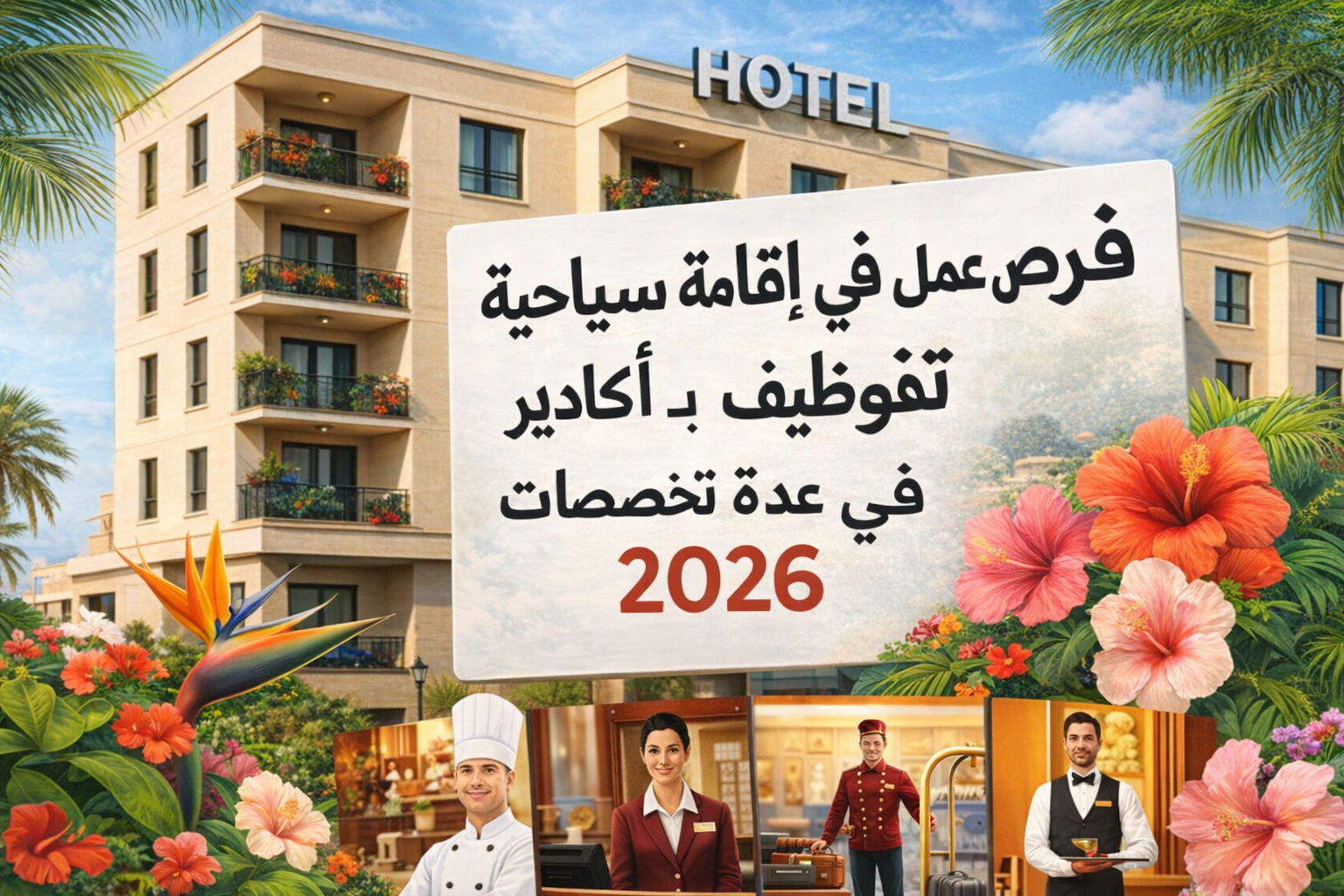 عمل في أكادير، وظائف فنادق أكادير، توظيف في الإقامات السياحية، عمل نادل أكادير، عمل طباخ المغرب، وظائف أنابيك 2026، فرص عمل في الفندقة المغرب